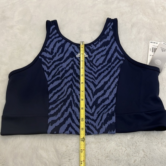 Adidas cropped athletic top size L NWT blue and purple scooped back with mesh - Picture 9 of 13